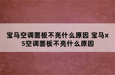 宝马空调面板不亮什么原因 宝马x5空调面板不亮什么原因